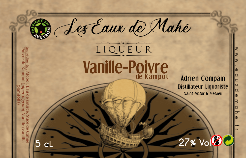 étiquette mignonnette Vanille-Poivre