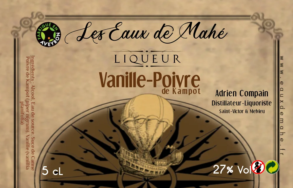 étiquette mignonnette Vanille-Poivre