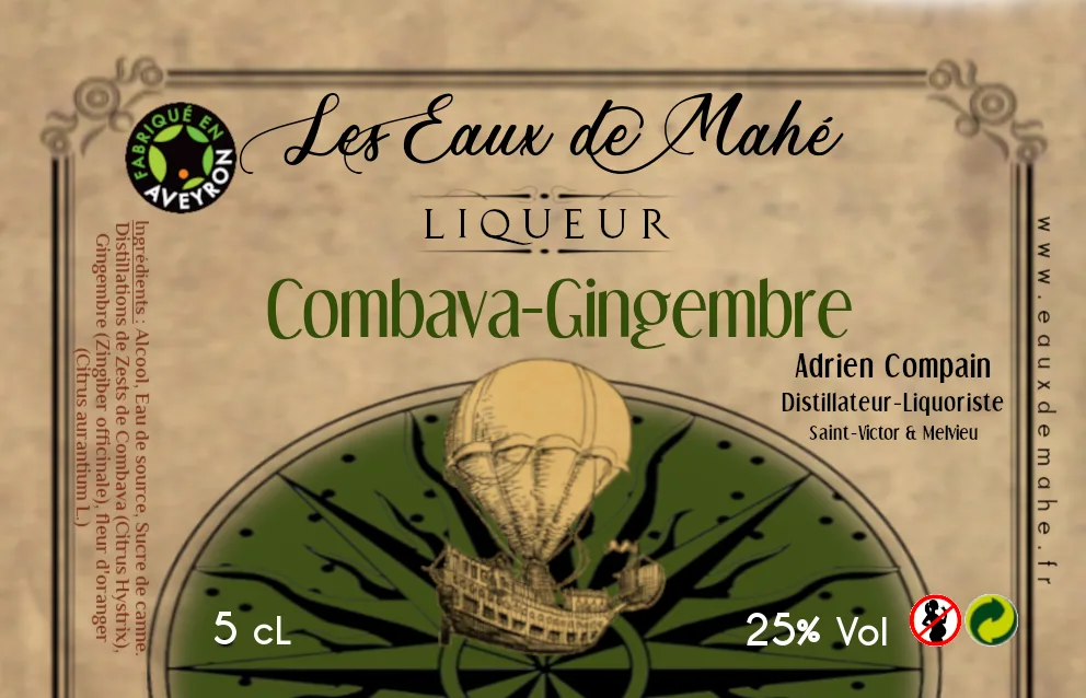 étiquette mignonnette Combava-Gingembre